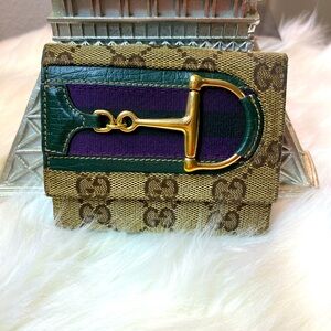 Gucci GG Sherry Line Horsebit Brown Bi-fold wallet